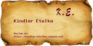 Kindler Etelka névjegykártya